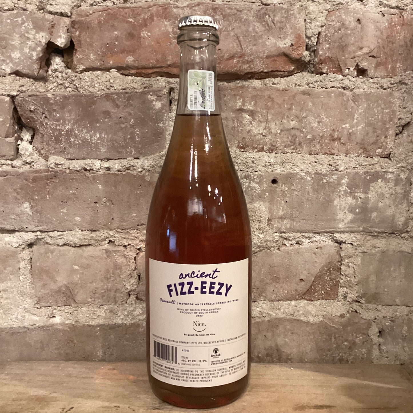 Nice Beverage Cinsault 'Fizz-Eezy' Méthode Ancestrale Rosé Stellenbosch 2023 750mL